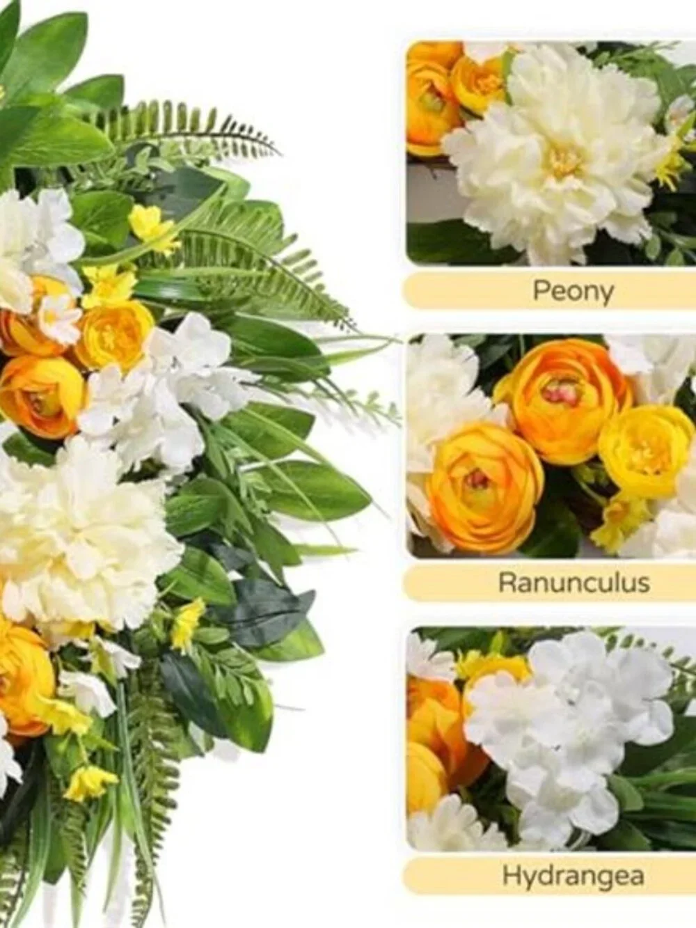24 Inch Spring Wreath Floral with Peony Ranunculus Hydrangea Flower